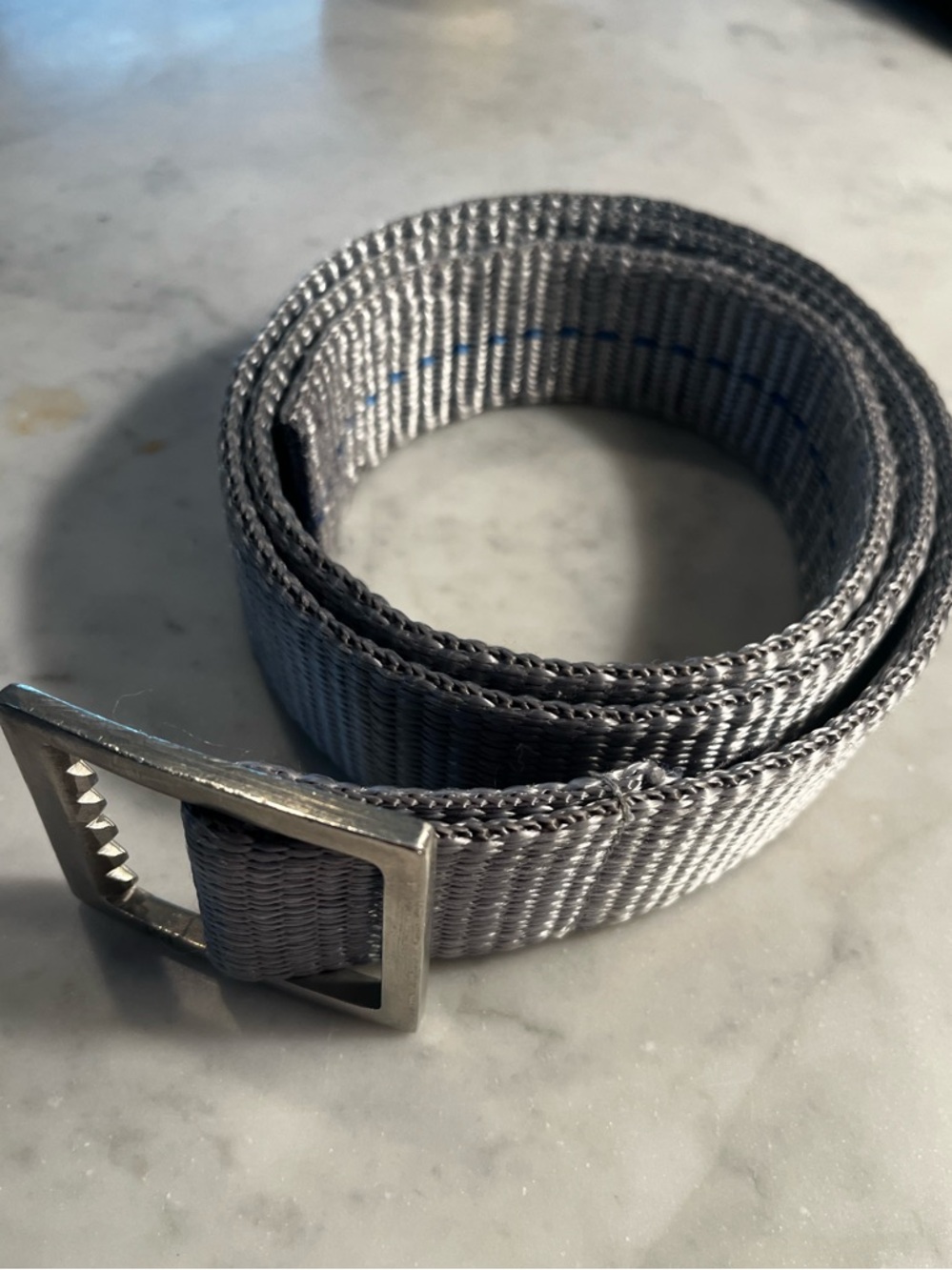 Mill & Mountain: Men's Blue/Gray Webbing Belt with Metal Buckle